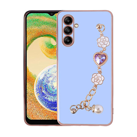 Galaxy A04S Uyumlu El Tutamaçlı Kamera Korumalı Zore Taka Silikon Kapak-Mor