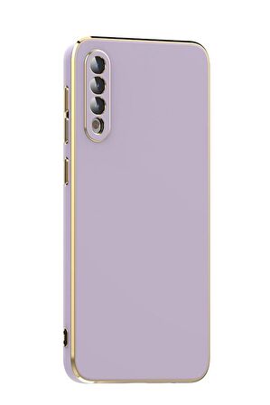 Galaxy A50 Kılıf Kamera Korumalı Altın Kenar Tasarım Silikon