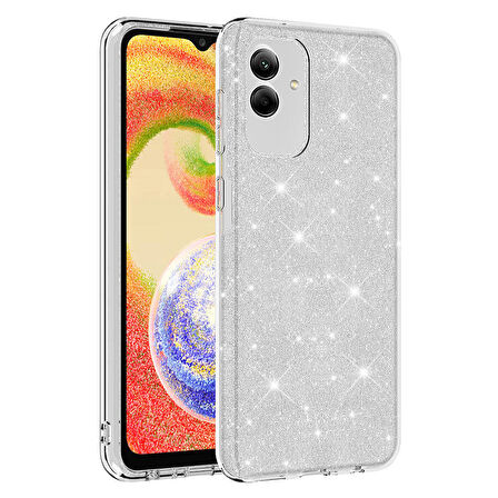 Galaxy A04 Uyumlu Zore Shining Silikon-Gümüş