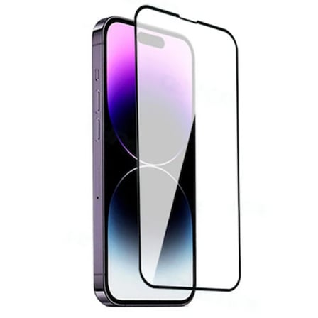 Lexroo iPhone 14 Pro Max Darbeye Dayanıklı Anti Statik Temperli Cam Ekran Koruyucu - Siyah