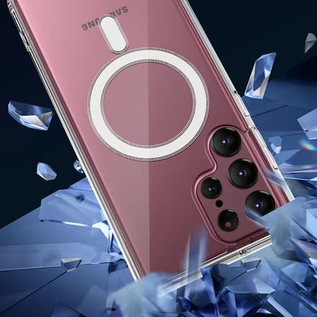 Galaxy S23 Ultra Kılıf Kalın Silikon MagSafe Kamera Yükseltili Şeffaf Novatech