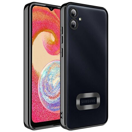 Galaxy A04E Uyumlu Kamera Korumalı Logo Gösteren Zore Omega Kapak-Siyah