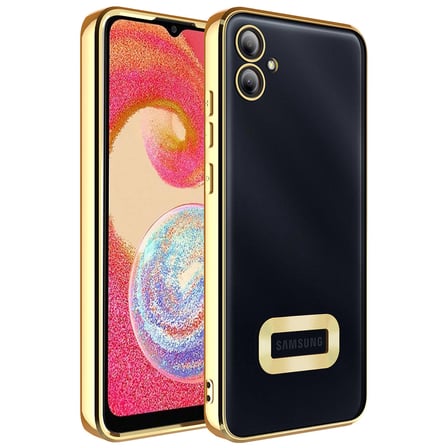 Galaxy A04E Uyumlu Kamera Korumalı Logo Gösteren Zore Omega Kapak-Gold