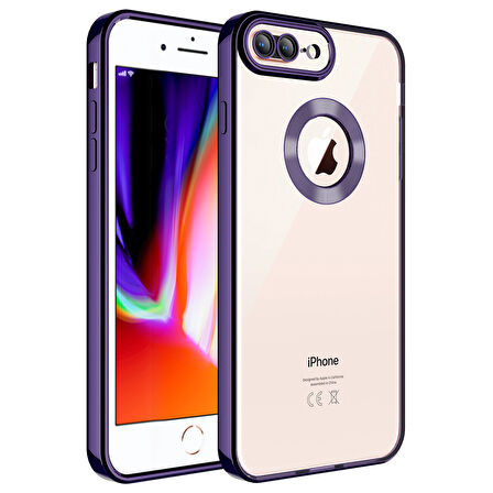 Apple iPhone 8 Plus Kılıf Kamera Korumalı Logo Gösteren Zore Omega Kapak-Derin Mor