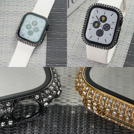 Watch 7 41mm NRTK Watch Gard 24 Kenarları Taşlı Sert PC Kasa Ve Ekran Koruyucu - Siyah