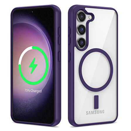 Galaxy S22 Plus Uyumlu Magsafe Wireless Şarj Özellikli Silikon Zore Ege Kılıf-Mor