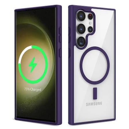 Lexroo Galaxy S22 Ultra Mag Safe Wireless Şarj Özellikli Silikon Ege TPU Kılıf - Mor