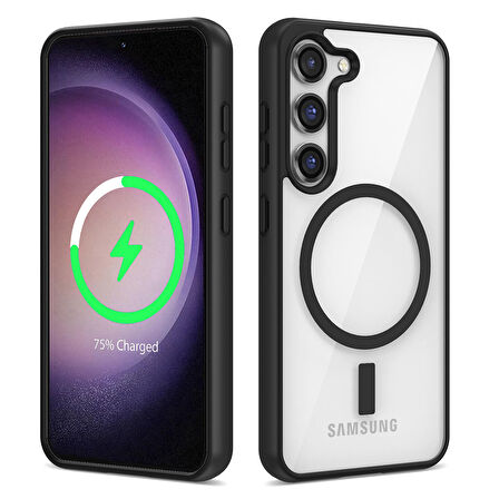 Galaxy S23 Uyumlu Magsafe Wireless Şarj Özellikli Silikon Zore Ege Kılıf-Siyah