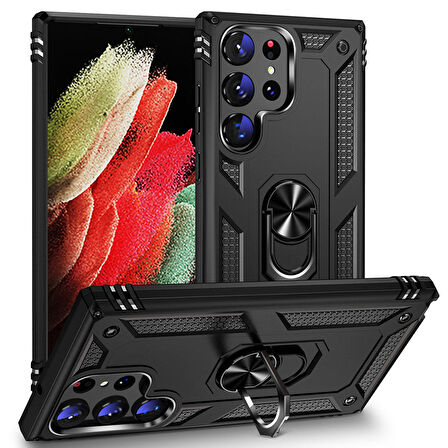 Galaxy S23 Ultra Uyumlu Zore Vega Kapak-Siyah