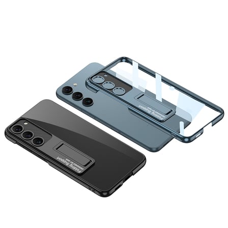 Galaxy S23 Kılıf Kamera Korumalı Şeffaf Tasarımlı Lego Standlı Kapak