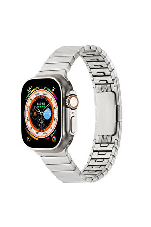 Apple Watch 7 41mm Uyumlu Krd-82 Metal Kordon Gri