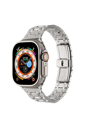 Apple Watch 7 41mm Uyumlu Krd-83 Metal Kordon-gümüş-gold