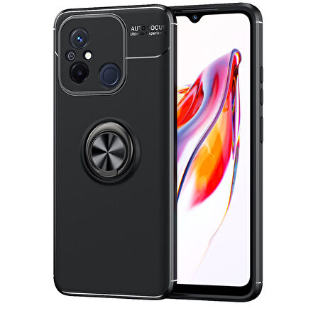 Xiaomi Redmi 12C Kılıf Zore Ravel Silikon Kapak-Siyah