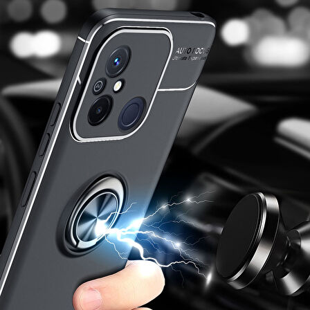 Xiaomi Redmi 12C Kılıf Zore Ravel Silikon Kapak-Siyah