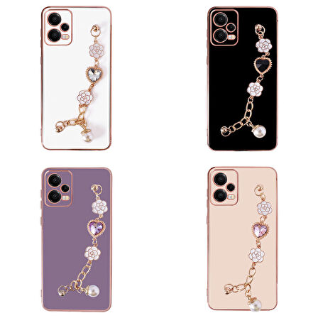 Xiaomi Redmi Note 12 5G Kılıf El Tutamaçlı Kamera Korumalı Zore Taka Silikon Kapak-Beyaz