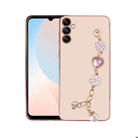 Galaxy A24 Uyumlu El Tutamaçlı Kamera Korumalı Zore Taka Silikon Kapak-Pembe