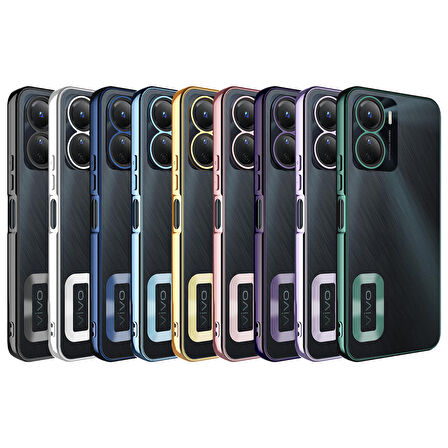 Vivo Y16 Kamera Korumalı Şeffaf Logo Gösteren Kenarları Parlak Lüx Omega Kılıf