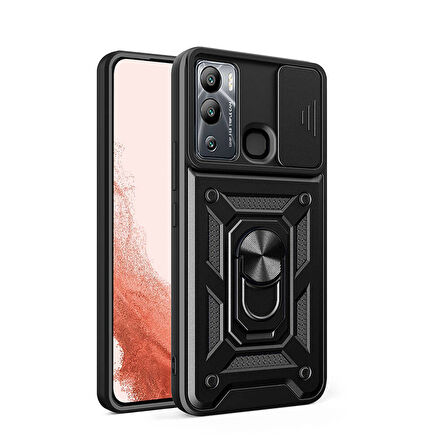 İnfinix Hot 12i Kılıf Magnetik Standlı Kamera Korumalı Sürgülü Vega Kapak