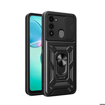 Tecno Spark 8C Uyumlu Kılıf Magnetik Standlı Kamera Korumalı  Sürgülü Vega Kapak