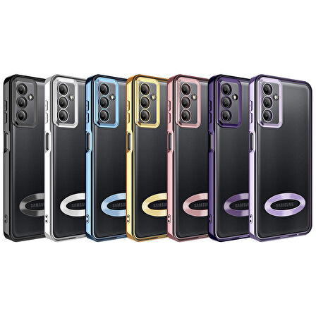 Galaxy A24 Uyumlu Kamera Korumalı Logo Gösteren Zore Omega Kapak-Siyah