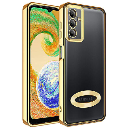 Galaxy A24 Uyumlu Kamera Korumalı Logo Gösteren Zore Omega Kapak-Gold