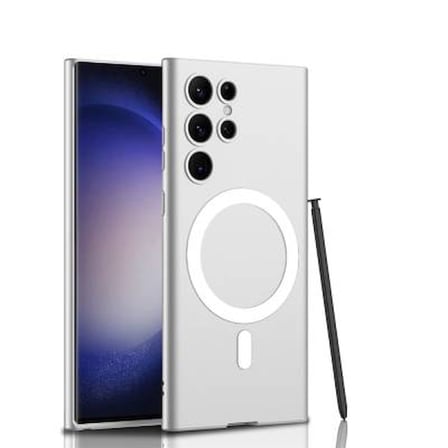 Lexroo Galaxy S23 Ultra Wireless Şarj Özellikli Kıpta Mag Safe Silikon İnce Kılıf - Gümüş