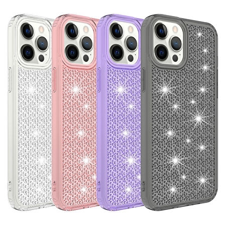 iPhone 12 Pro Max Uyumlu Airbagli Parlak Tasarımlı Zore Snow Kapak-Mor