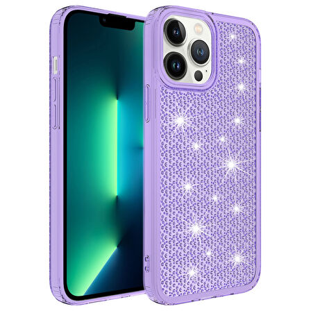 iPhone 13 Pro Max Uyumlu AirBagli Parlak Tasarımlı Zore Snow Kılıf-Mor