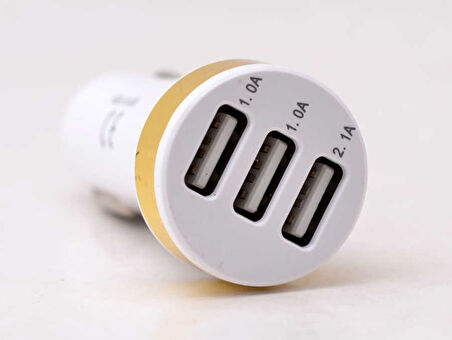 Beyaz 3 Usb li 2 in 1 Micro Araç Şarj Seti 3000 Mah Zore-CBP