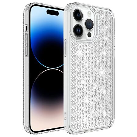 iPhone 14 Pro Uyumlu AirBagli Parlak Tasarımlı Zore Snow Kılıf-Renksiz