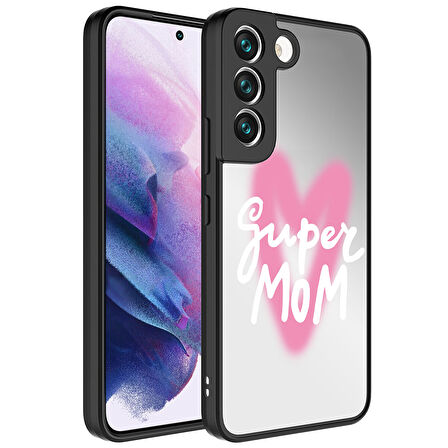 Galaxy S21 FE Kılıf Aynalı Desenli Kamera Korumalı Parlak Ensueno Mirror Kapak-Süper Anne