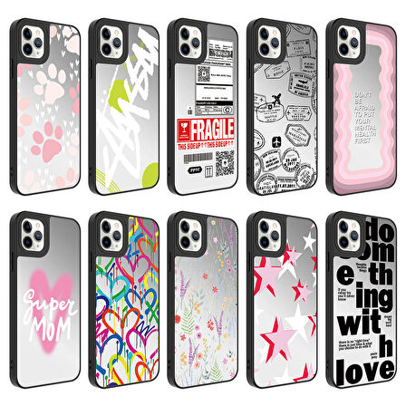 iPhone 11 Pro Uyumlu Aynalı Desenli Kamera Korumalı Parlak Zore Mirror Kapak-Yıldız