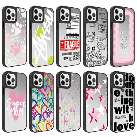 Apple iPhone 12 Pro Kılıf Aynalı Desenli Kamera Korumalı Parlak Zore Mirror Kapak-Yıldız