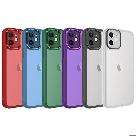 iPhone 11 Uyumlu Kamera Korumalı Transparan Zore Post Kapak-Kırmızı