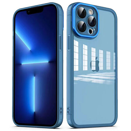 iPhone 12 Pro Max Uyumlu Kamera Korumalı Transparan Zore Post Kılıf-Mavi