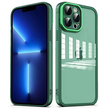 iPhone 13 Pro Uyumlu Kamera Korumalı Transparan Zore Post Kapak-Koyu Yeşil