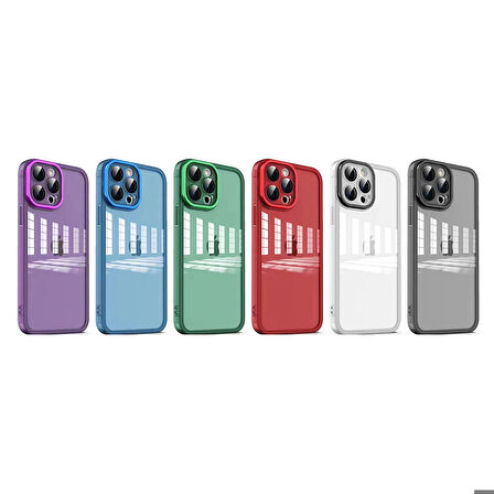 iPhone 13 Pro Max Uyumlu Kamera Korumalı Transparan Zore Post Kapak-Derin Mor