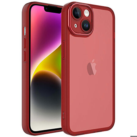 iPhone 14 Uyumlu Kamera Korumalı Transparan Zore Post Kapak-Kırmızı