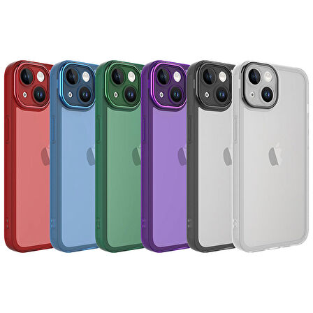 iPhone 14 Uyumlu Kamera Korumalı Transparan Zore Post Kapak-Kırmızı