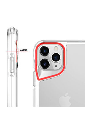 Apple iPhone 11 Pro Kılıf Eğimli Kamera Dizayn Sert Şeffaf Silikon