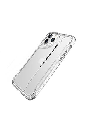 Apple iPhone 11 Pro Max Kılıf Eğimli Kamera Dizayn Sert Şeffaf Silikon