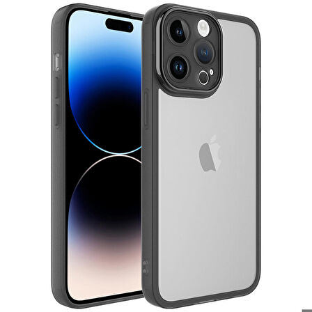 iPhone 14 Pro Uyumlu Kamera Korumalı Transparan Zore Post Kapak-Siyah