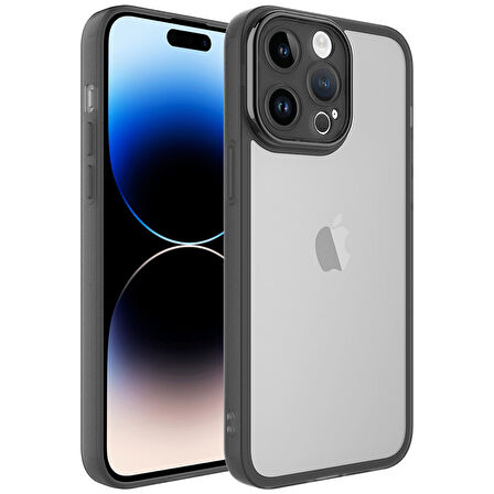 Apple iPhone 14 Pro Kılıf Kamera Korumalı Transparan Zore Post Kapak-Siyah
