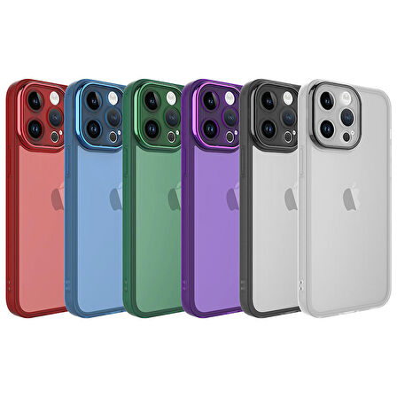 iPhone 14 Pro Uyumlu Kamera Korumalı Transparan Ensueno Post Kapak-Koyu Yeşil