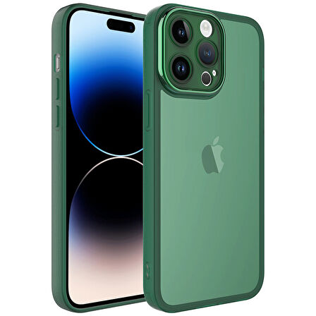 iPhone 14 Pro Uyumlu Kamera Korumalı Transparan Zore Post Kılıf-Koyu Yeşil