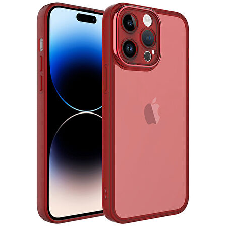 iPhone 14 Pro Uyumlu Kamera Korumalı Transparan Zore Post Kılıf-Kırmızı