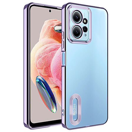 Xiaomi Redmi Note 12 4G Kılıf Kamera Korumalı Logo Gösteren Zore Omega Kapak-Lila
