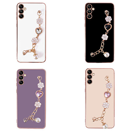 Galaxy A54 Uyumlu El Tutamaçlı Kamera Korumalı Zore Taka Silikon Kapak-Beyaz