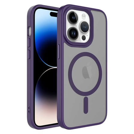 iPhone 13 Pro Max Uyumlu Mat Arka Yüzey Wireless Şarj Özellikli Zore Flet Magsafe Kılıf-Derin