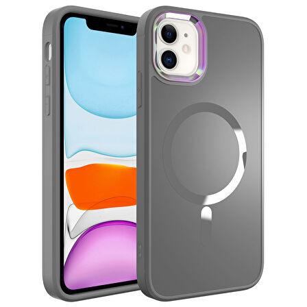 iPhone 11 Uyumlu Magsafe Wireless Şarj Özellikli Zore Stil Kılıf-Siyah